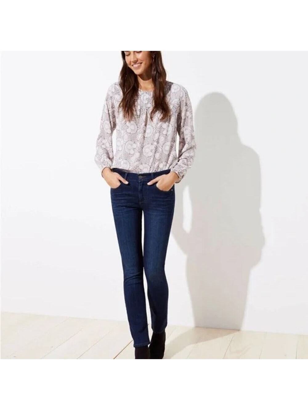 Loft EUC Women's Dark Wash Modern Straight Jeans Size 28/6